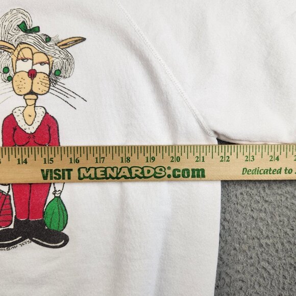 VTG 90's Funny Christmas Cat Sweatshirt Extra Large Crewneck Sweater Grannycore - Picture 7 of 11